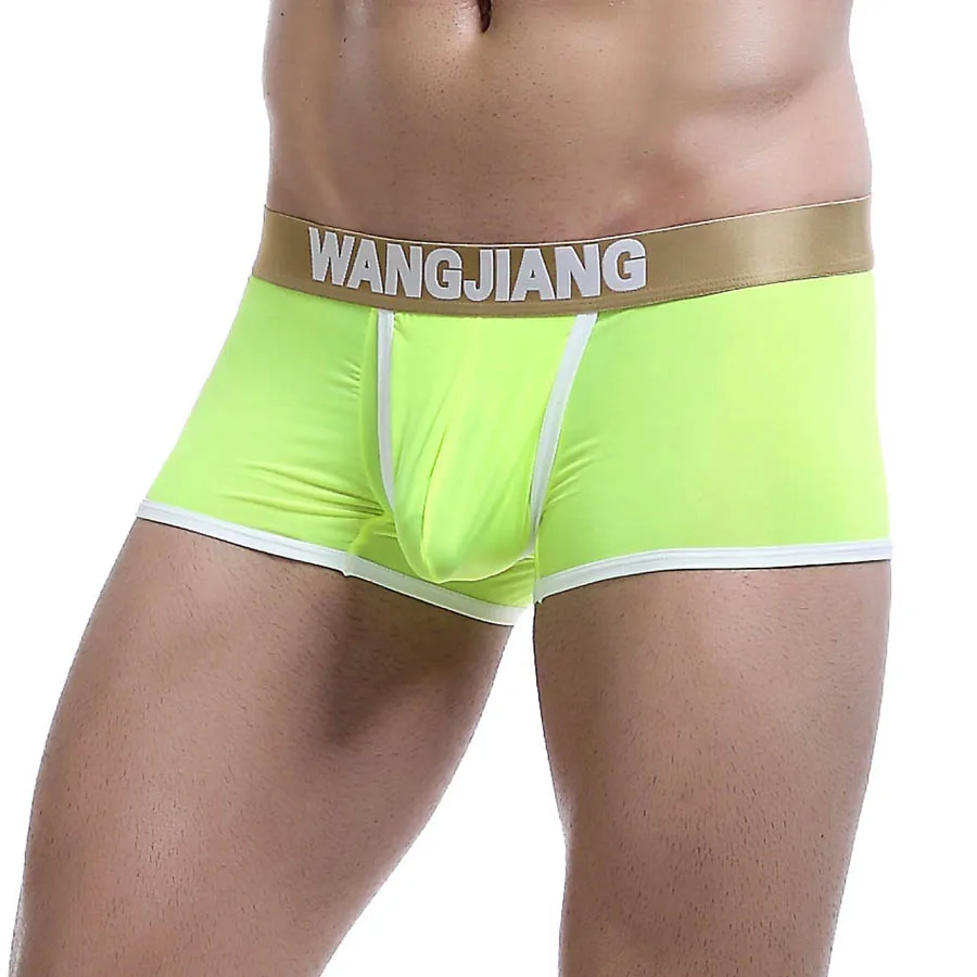 

Fashion Design Sexy Men's Trunks Underwear Boxer Shorts Protruding Pouch Male Underpants Smooth Ice Silk Elastic Stretch