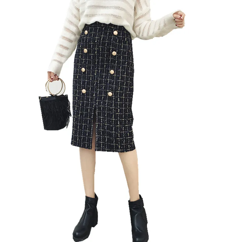 2019 Spring Ladies Tweed gold lurex Women Sexy Bodycon Wool Pencil Split Skirt Office Lady Work Skirts High Quality
2019 Spring Ladies Tweed gold lurex Women Sexy Bodycon Wool Pencil Split Skirt Office Lady Work Skirts High Quality