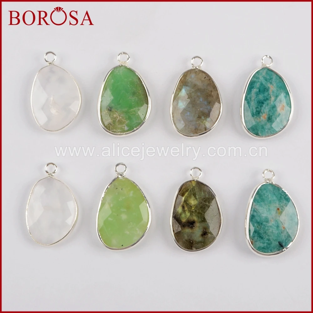 BOROSA 5 шт. в форме манго серебряный цвет многоцветный камень граненый