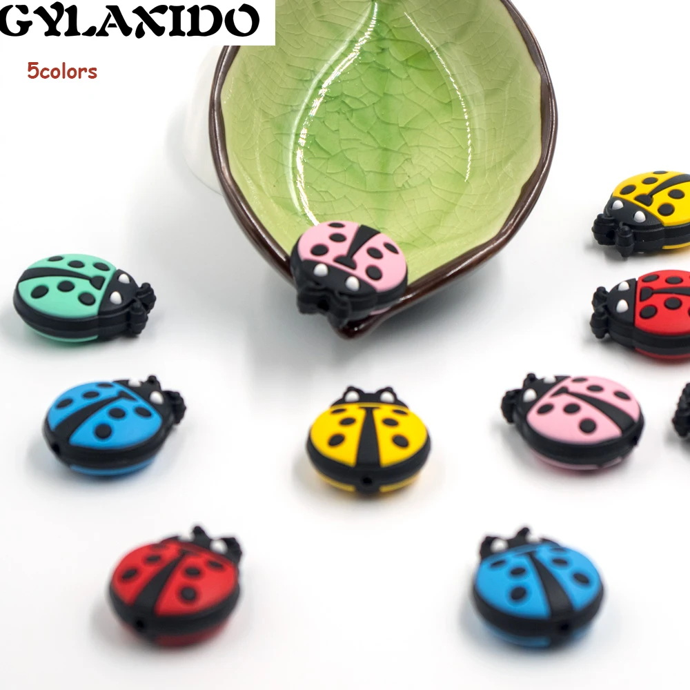 

20Pcs Ladybug Perle Silicone Dentition BPA Free Silicone Beads Ladybird Teething Nursing DIY Beads Baby Teething Necklace Toys