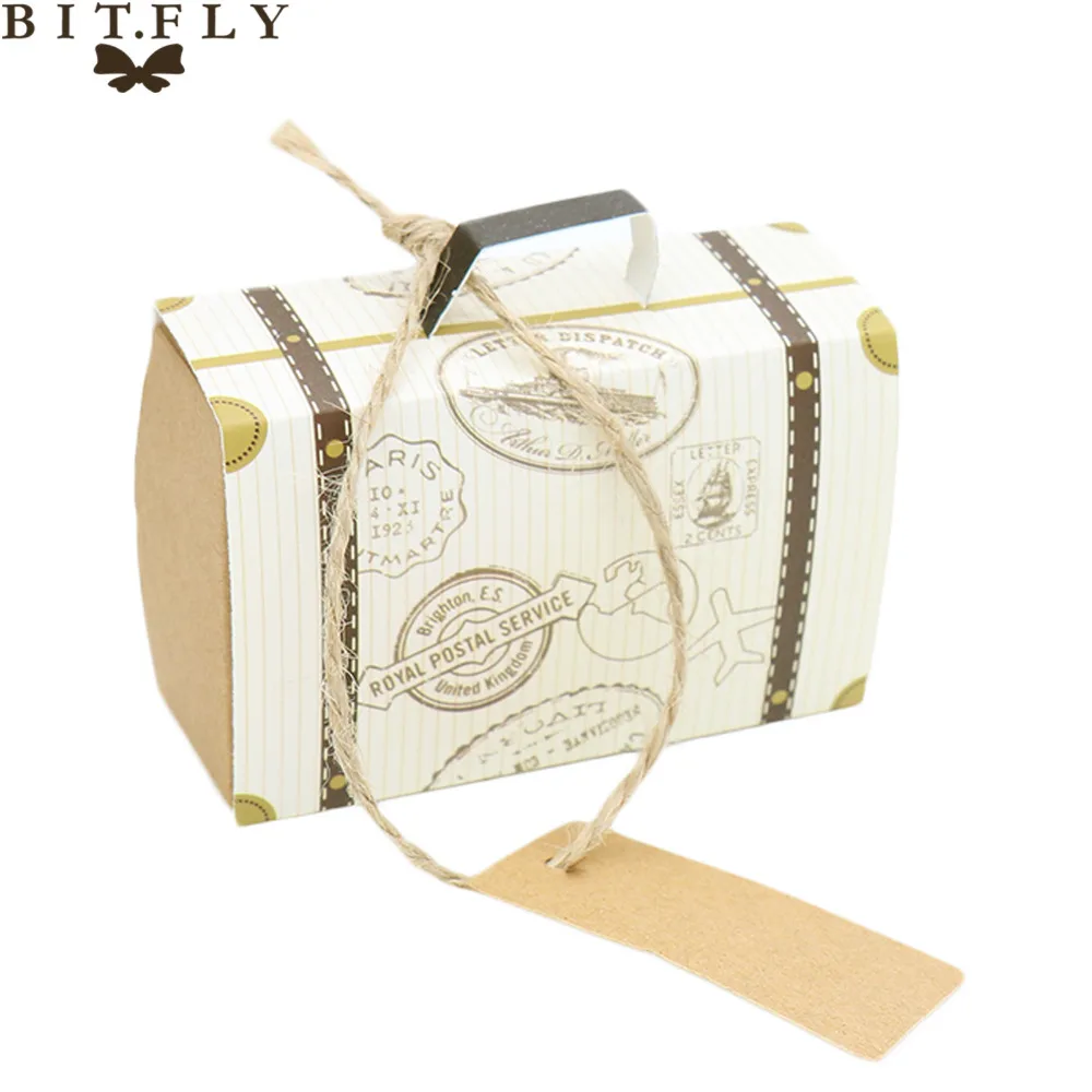 50pcs Kraft DIY Vintage Mini Suitcase Candy Box with Tags Chocolate Packaging Gift Box Sweet Bags Party Wedding Favor For Guests
50pcs Kraft DIY Vintage Mini Suitcase Candy Box with Tags Chocolate Packaging Gift Box Sweet Bags Party Wedding Favor For Guests