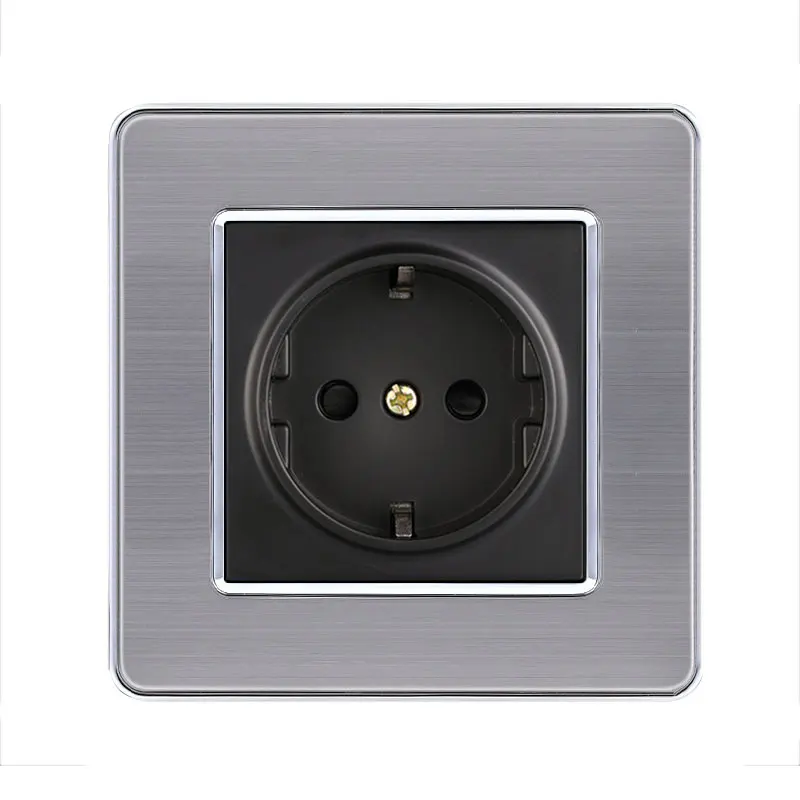 16A EU Standard Wall Socket Power Outlet Stainless Steel Brushed Silver Panel Electrical Plug Socket 86*86mm Home Supplies
16A EU Standard Wall Socket Power Outlet Stainless Steel Brushed Silver Panel Electrical Plug Socket 86*86mm Home Supplies