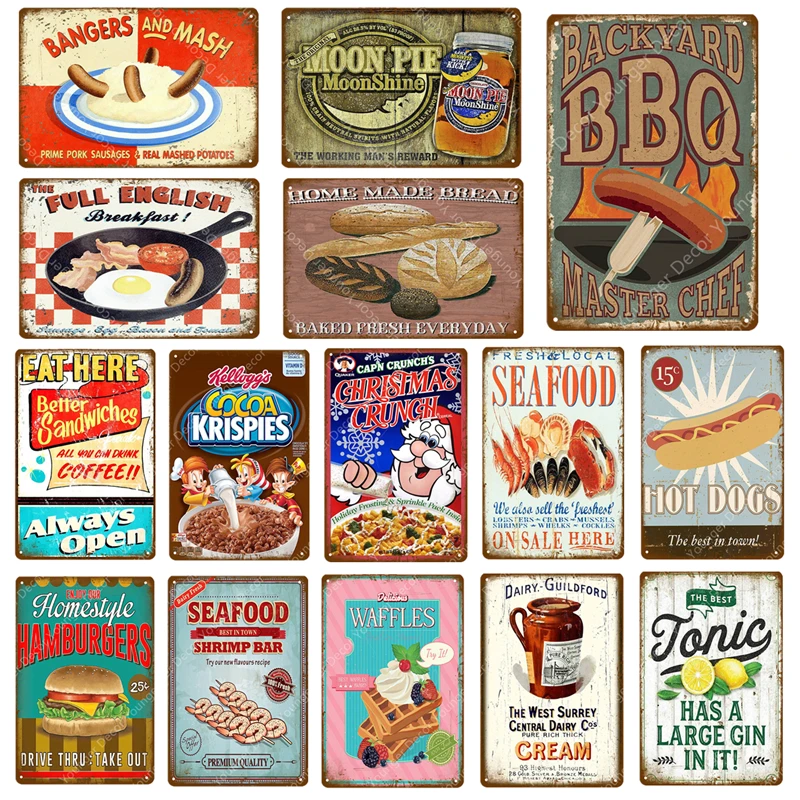 Food Poster BBQ Moon Pie Seafood Hot Dogs Cream Hamburgers Bread Metal Tin Signs Vintage Plaque Bar Pub Shop Home Wall Decor
Food Poster BBQ Moon Pie Seafood Hot Dogs Cream Hamburgers Bread Metal Tin Signs Vintage Plaque Bar Pub Shop Home Wall Decor