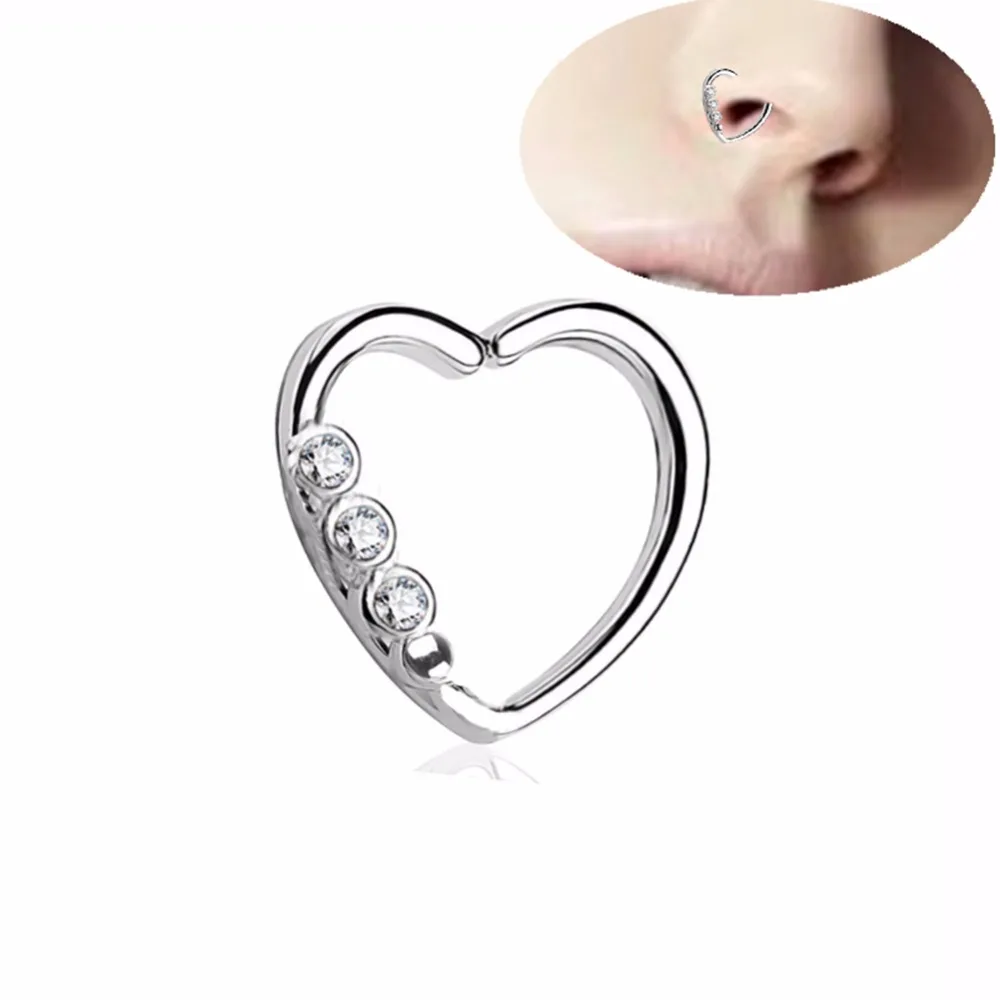 Simple 1PC Hollow Out Heart With Small Zircon Septum Clicker Nose Silver Septum Helix Piercing Nariz Septum Ear Stud For Women
Simple 1PC Hollow Out Heart With Small Zircon Septum Clicker Nose Silver Septum Helix Piercing Nariz Septum Ear Stud For Women