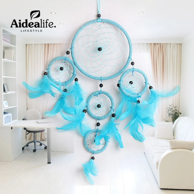 Handmade blue dream catcher with feathers indian style religious mascot car or wall hanging decoration craft gift
Handmade blue dream catcher with feathers indian style religious mascot car or wall hanging decoration craft gift