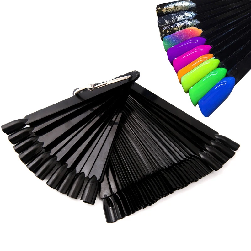 Nail Display 50pcs Black False Fake Nail Tips Uv Gel Polish Color Practice Fan Color Sample Chart Manicure Tools Buckle Ring
Nail Display 50pcs Black False Fake Nail Tips Uv Gel Polish Color Practice Fan Color Sample Chart Manicure Tools Buckle Ring