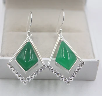 Real Sterling S925 Silver Dangle Earrings Green Chalcedony Square Elegant For Women Ladies Girl 48*22mm Earrings Drop
Real Sterling S925 Silver Dangle Earrings Green Chalcedony Square Elegant For Women Ladies Girl 48*22mm Earrings Drop