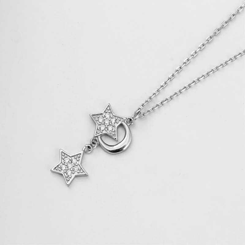 Korea Sweet Moon Star Fresh 925 Sterling Silver Clavicle Chain Temperament Personality Trendy Female Necklace SNE256
Korea Sweet Moon Star Fresh 925 Sterling Silver Clavicle Chain Temperament Personality Trendy Female Necklace SNE256