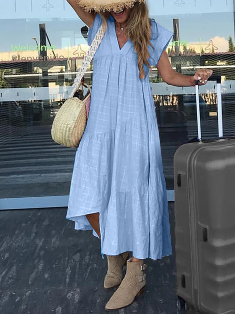 Plus Size Summer Dress Women Loose Asymetrical Long Maxi Dress Wide Short Sleeve V Neck Oversize Party Shirt Sundress
Plus Size Summer Dress Women Loose Asymetrical Long Maxi Dress Wide Short Sleeve V Neck Oversize Party Shirt Sundress