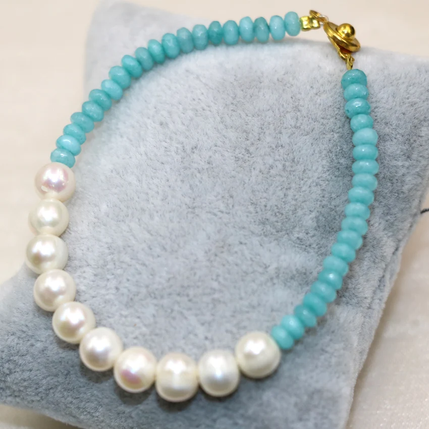Natural stone blue 2*4mm stone chalcedony jades abacus white 7-8mm pearl beads original bracelets bangle jewelry 7.5inch B2981
Natural stone blue 2*4mm stone chalcedony jades abacus white 7-8mm pearl beads original bracelets bangle jewelry 7.5inch B2981