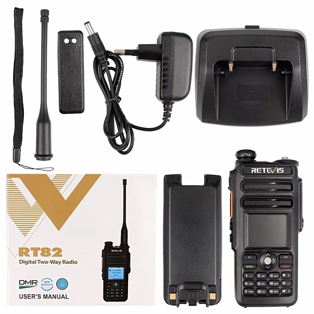 Двухдиапазонная DMR Retevis RT82 GPS цифровая рация 5 Вт VHF UHF IP67 водонепроницаемая