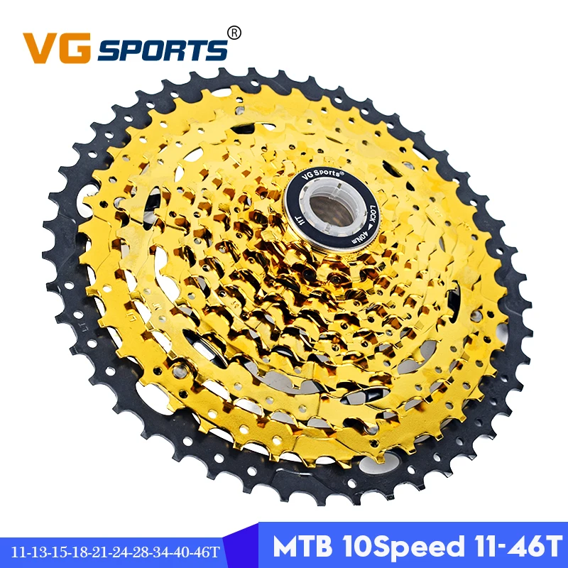 VG sports ultralight MTB 10 speed 11-46T cassette bicycle freewheel Gold sprocket cdg 10S mountain bike flywheel 46T
VG sports ultralight MTB 10 speed 11-46T cassette bicycle freewheel Gold sprocket cdg 10S mountain bike flywheel 46T