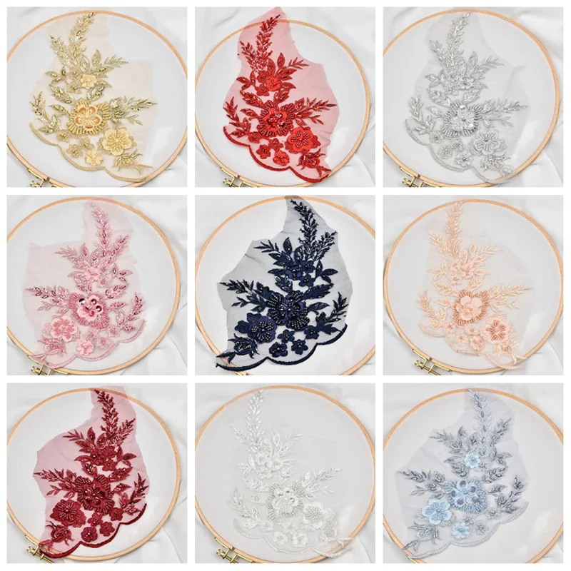 1pc Lace Bridal Beaded Flowers Embroidery Patches Sticker for Clothes Wedding Decor Dress Iron on Sewing Applique Suppliers HB49
1pc Lace Bridal Beaded Flowers Embroidery Patches Sticker for Clothes Wedding Decor Dress Iron on Sewing Applique Suppliers HB49