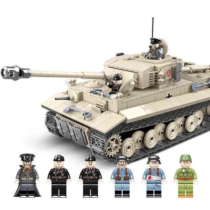 1018PCS New Compatible LegoINGlys Military WW2 German Tiger 131 Tank Building Blocks Army Solider Bricks Toys For Children Gifts
1018PCS New Compatible LegoINGlys Military WW2 German Tiger 131 Tank Building Blocks Army Solider Bricks Toys For Children Gifts