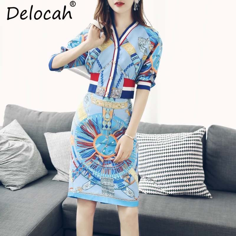 Delocah Autumn Women Set Runway Fashion Designer Sexy V-Neck Vintage Printed Fish Tail Slim Skirt Two Pieces Set Lady Suits
Delocah Autumn Women Set Runway Fashion Designer Sexy V-Neck Vintage Printed Fish Tail Slim Skirt Two Pieces Set Lady Suits