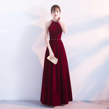 Halter Burgundy Bride Wedding Dress Sexy Full Length Exquisite Qipao Sleeveless Women Cheongsam Faux Pearl Robe De Soiree
Halter Burgundy Bride Wedding Dress Sexy Full Length Exquisite Qipao Sleeveless Women Cheongsam Faux Pearl Robe De Soiree