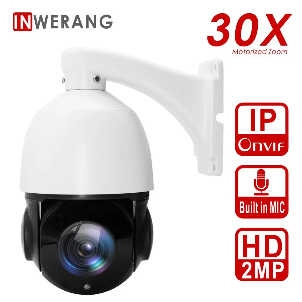 

Inwerang 1080P PTZ IP Dome Camera Outdoor ONVIF 30X ZOOM Waterproof Mini Speed Dome, 2MP H.265 IR 100M P2P CCTV Security Camera