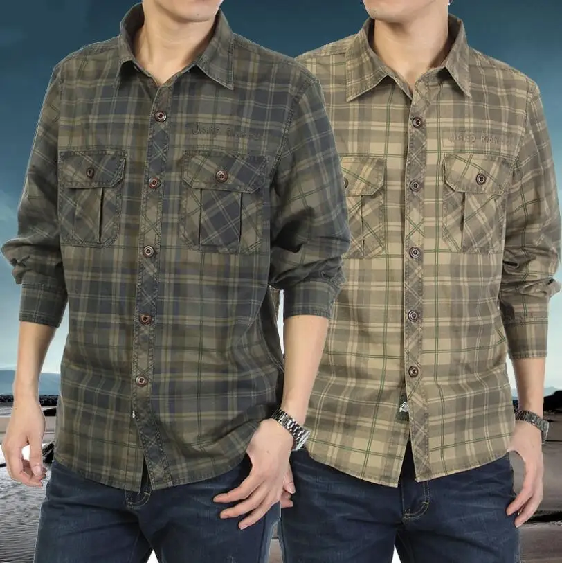 Plaid Chemise Homme Manche Longue Casual Cargo Men Shirt long Sleeve Soft Comfortable Breathable Military JEEP Rich Brand
Plaid Chemise Homme Manche Longue Casual Cargo Men Shirt long Sleeve Soft Comfortable Breathable Military JEEP Rich Brand