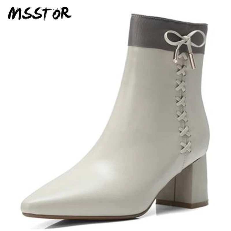 MSSTOR Butterfly-knot Autumn Boots Women Pointed Toe Thick Heels Fashion Elegant Office Women Pumps Mixed Colors Boots Heels
MSSTOR Butterfly-knot Autumn Boots Women Pointed Toe Thick Heels Fashion Elegant Office Women Pumps Mixed Colors Boots Heels
