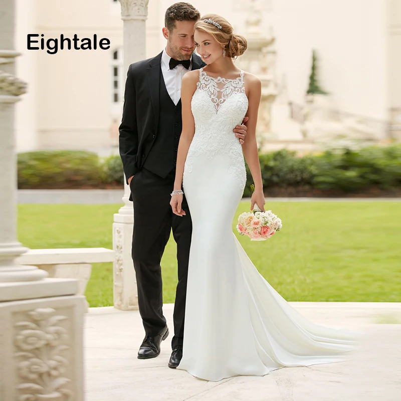 Eightale Mermaid Boho Wedding Dresses Lace O Neck Chiffon Bridal Dress Appliques Simple Wedding Gowns 2019 vestido novia
Eightale Mermaid Boho Wedding Dresses Lace O Neck Chiffon Bridal Dress Appliques Simple Wedding Gowns 2019 vestido novia