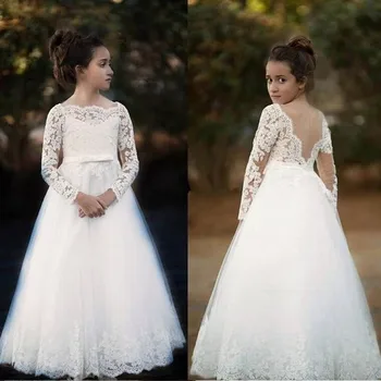 Fabulous Tulle Flower Girl Dress with Lace Appliques Full Sleeves Backless Custom Made Girls Pageant Gowns New Arrivals Vestidos
Fabulous Tulle Flower Girl Dress with Lace Appliques Full Sleeves Backless Custom Made Girls Pageant Gowns New Arrivals Vestidos