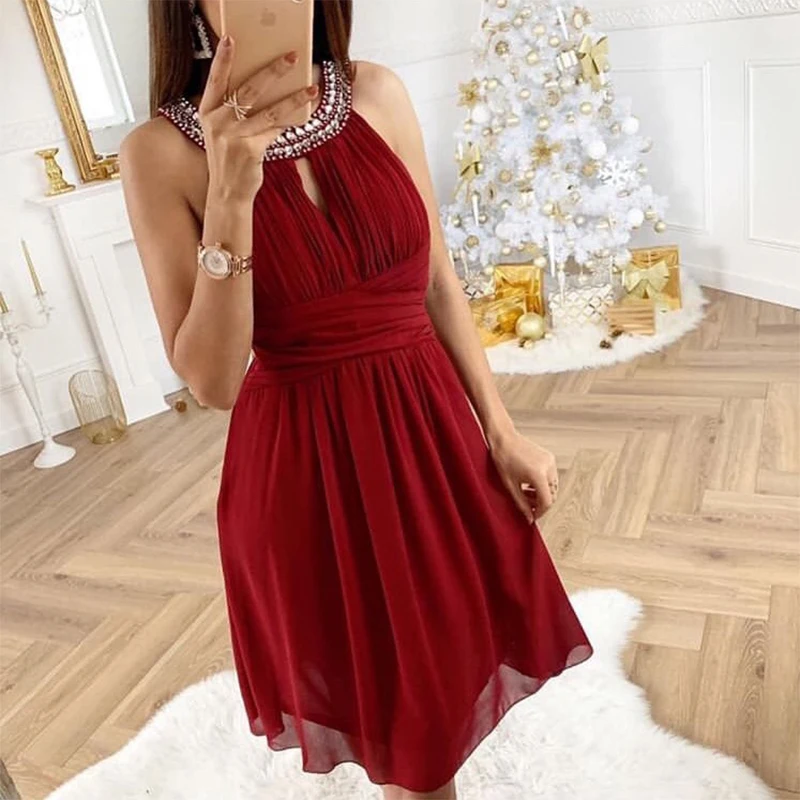 Halter Neck Pleats Chiffon Short Cocktail Party Dresses Custom Made Diamonds Sexy Formal Party Dress Above Knee Cocktail Dresses
Halter Neck Pleats Chiffon Short Cocktail Party Dresses Custom Made Diamonds Sexy Formal Party Dress Above Knee Cocktail Dresses
