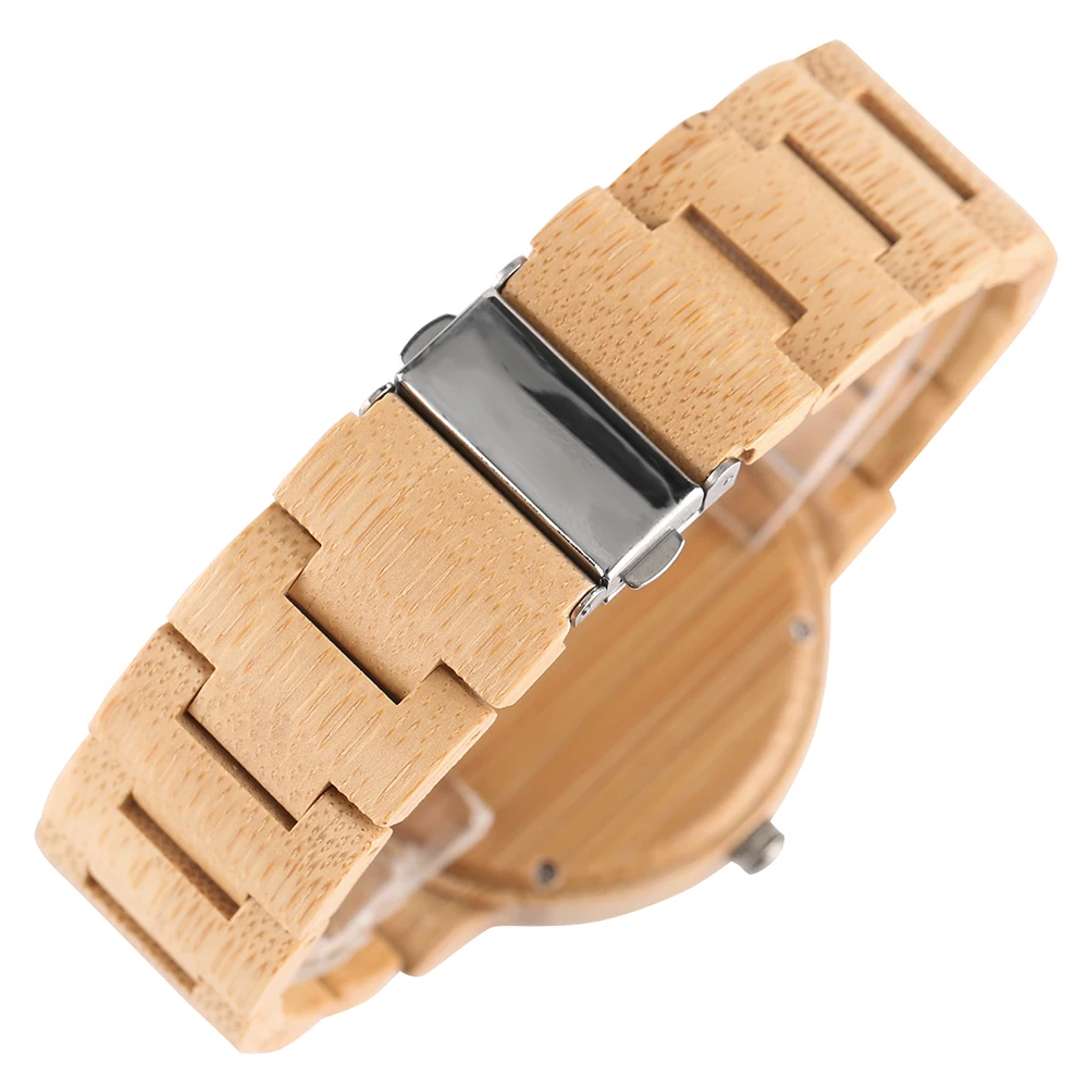 YISUYA Full Wooden Creative Watches Casual Bamboo Wood Men`s Wrist Watch Nature Wood Band Fold Clasp Quartz Watches Women Clock (6)