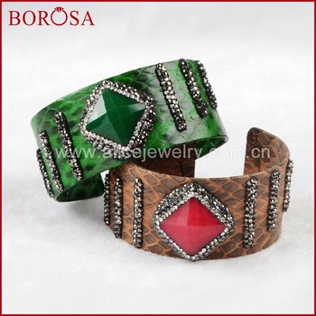BOROSA Wholesale Drusy Gems Bangles,Mix Color Animal Skin Cuff Bangle With Dyed Stone Paved Zircons Fashion Bangles JAB422
BOROSA Wholesale Drusy Gems Bangles,Mix Color Animal Skin Cuff Bangle With Dyed Stone Paved Zircons Fashion Bangles JAB422