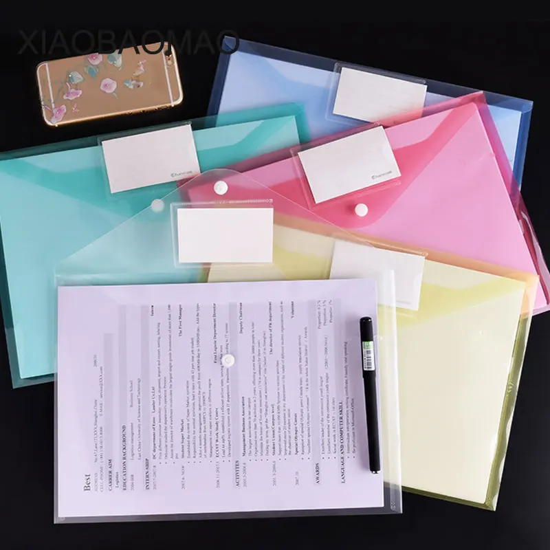 10pcs A4 file bag transparent Button PVC File Bag waterproof Plastic A4 Document Bags Folders Filing Paper Storage Office School
10pcs A4 file bag transparent Button PVC File Bag waterproof Plastic A4 Document Bags Folders Filing Paper Storage Office School