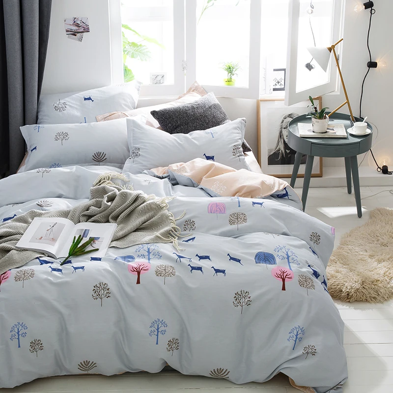 Simple style bedding set Elk in the forest print cotton fabric 4pcs Queen Size duvet cover flat sheet pillowcase
Simple style bedding set Elk in the forest print cotton fabric 4pcs Queen Size duvet cover flat sheet pillowcase
