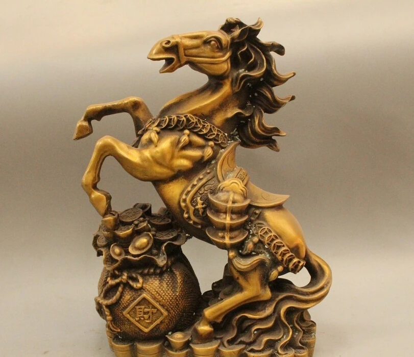 13" Chinese Folk Feng Shui Brass Wealth Zodiac Year Horse Yuan Bao Money Statue
13" Chinese Folk Feng Shui Brass Wealth Zodiac Year Horse Yuan Bao Money Statue