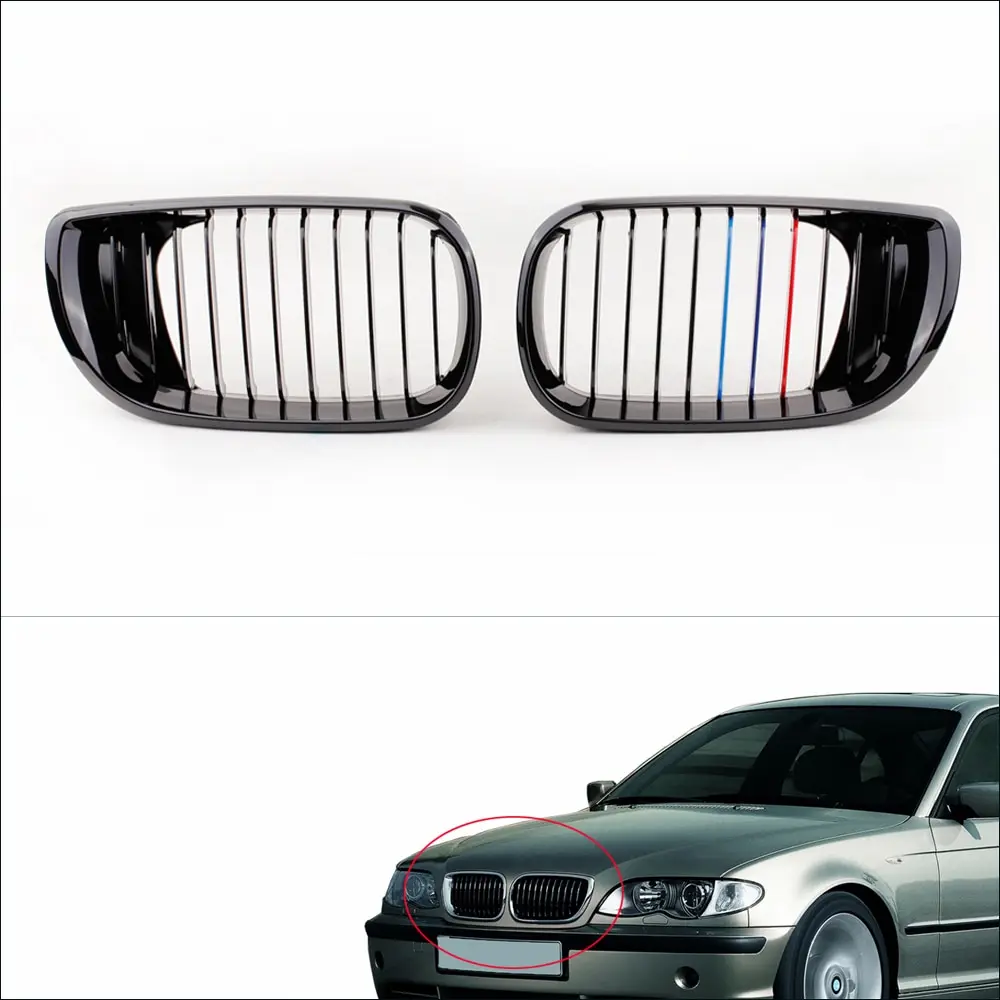 2Pcs Black M-color Front Kidney Grille for BMW E46 4 Door 3 Series Facelift Saloon 2002-2005
2Pcs Black M-color Front Kidney Grille for BMW E46 4 Door 3 Series Facelift Saloon 2002-2005