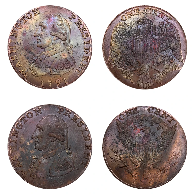 United States Washington President 1791 Baker 15 Large Eagle Cent 16 Small Eagle Cent Red Copper Copy coins
United States Washington President 1791 Baker 15 Large Eagle Cent 16 Small Eagle Cent Red Copper Copy coins