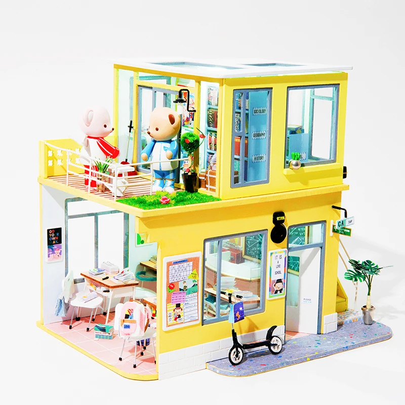 Robotime DIY Doll House Building Set Wooden Dollhouse Miniature Toy for Children