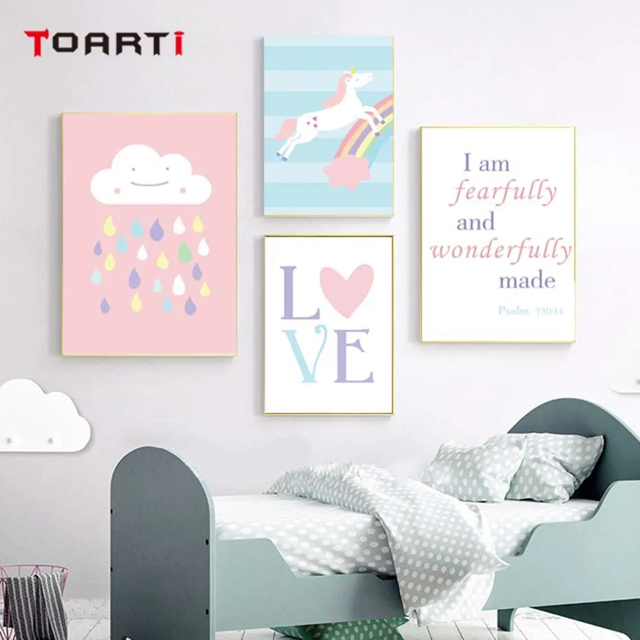 Pink Cute Children Poster Rainbow Rain Unicorn Canvas Wall Art Print Painting Pictures Nordic Style Girl Bedroom Decor Gift
Pink Cute Children Poster Rainbow Rain Unicorn Canvas Wall Art Print Painting Pictures Nordic Style Girl Bedroom Decor Gift