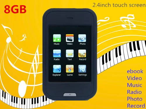 Qinkar 8 ГБ 2.4 дюймов резистивный Сенсорный экран MP3-плееры металлический корпус MP5 FM