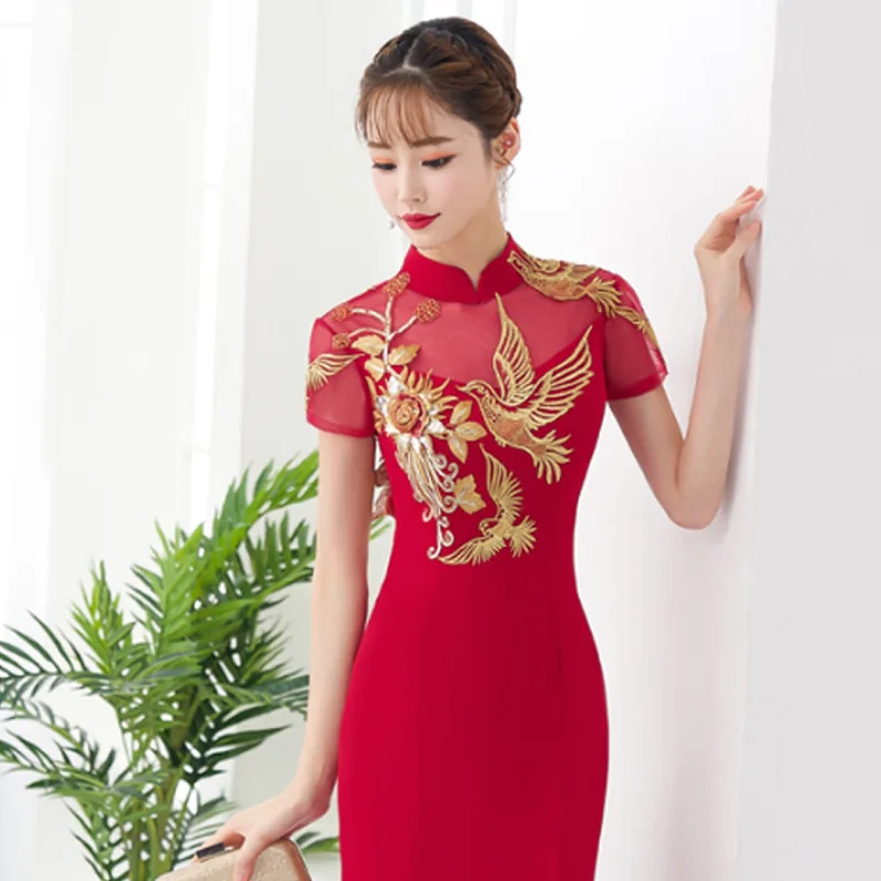 Red traditional Chinese style Bride wedding Dresses Embroidery cheongsam gown robe Party evening dress marry Qipao Vestido S-3XL
Red traditional Chinese style Bride wedding Dresses Embroidery cheongsam gown robe Party evening dress marry Qipao Vestido S-3XL