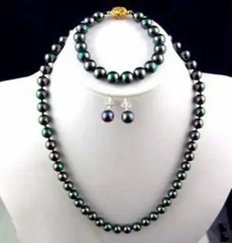 Hot sale new Style >>>>7~8MM black real saltwater Pearl Earring bracelet necklace set
Hot sale new Style >>>>7~8MM black real saltwater Pearl Earring bracelet necklace set