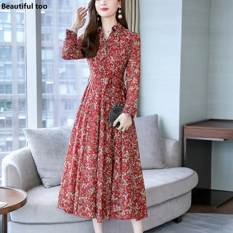 Women Elegant Midi Dress Long Spring Autumn Chiffon Vintage Floral Dresses Party Night Plus Size M-3XL Bandage Sundress Vestidos
Women Elegant Midi Dress Long Spring Autumn Chiffon Vintage Floral Dresses Party Night Plus Size M-3XL Bandage Sundress Vestidos