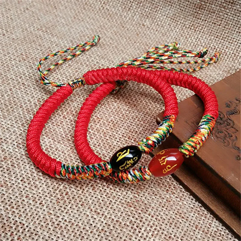 Handmade Red String Rope Lucky Tibetan Bracelet Black Agates Beads OM Mani Padme Hum Lover's Friendship Bracelets dropshipping
Handmade Red String Rope Lucky Tibetan Bracelet Black Agates Beads OM Mani Padme Hum Lover's Friendship Bracelets dropshipping