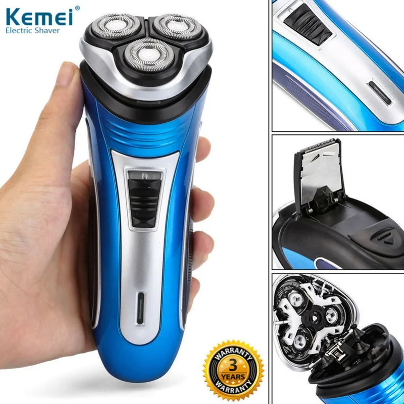 Kemei Men's Electric Rotary Shaver Rechargeable 3D Triple Floating Head Trimmer Blade Heads Shaving Razors Beard Trimmer Machine
Kemei Men's Electric Rotary Shaver Rechargeable 3D Triple Floating Head Trimmer Blade Heads Shaving Razors Beard Trimmer Machine