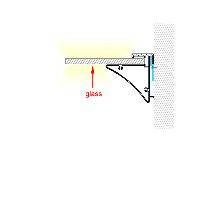 Aluminum LED profile without any cover for inserting 8mm tempered glass and for wall lighting application
Aluminum LED profile without any cover for inserting 8mm tempered glass and for wall lighting application
