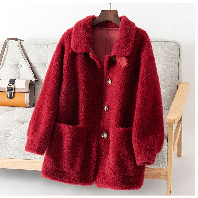 Maylofuer Real Lamb Fur Coat Teddy Style Women Short Jacket with Pocket Natural Wool Fur 
Maylofuer Real Lamb Fur Coat Teddy Style Women Short Jacket with Pocket Natural Wool Fur