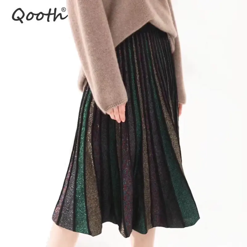 Qooth Skirts Women 2019 Spring Summer Sequins Elegant Viscose Multi-Colors Golden Thread Knitted Fashion Midi Skirts QH1786
Qooth Skirts Women 2019 Spring Summer Sequins Elegant Viscose Multi-Colors Golden Thread Knitted Fashion Midi Skirts QH1786