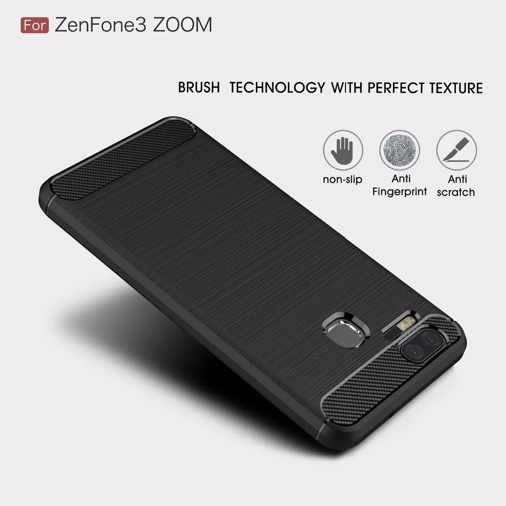 Case-For-Asus-Zenfone-3-ZOOM-ZE553KL-ZE-553-KL-Carbon-Fiber-Silicone-Brushed-Ultra-Thin