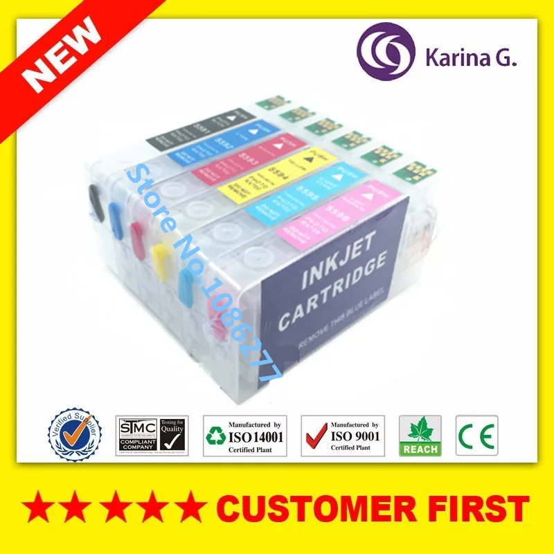 6PCS for T5591 T5596 Empty refillable ink cartridges for Epson STYLUS RX700 with ARC chip free shipping
6PCS for T5591 T5596 Empty refillable ink cartridges for Epson STYLUS RX700 with ARC chip free shipping