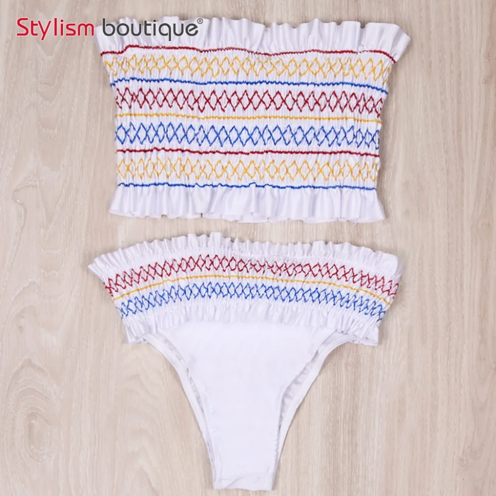 Bandeau Smocked Bikini Women's Swimsuits Shirred Swimwear Strapless Brazilian Biquini 2018
Bandeau Smocked Bikini Women's Swimsuits Shirred Swimwear Strapless Brazilian Biquini 2018