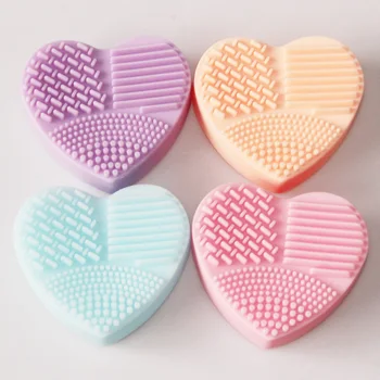 MOONBIFFY Heart Shape Make up Brushes Wash Brush Silica Glove Scrubber Board Cosmetic