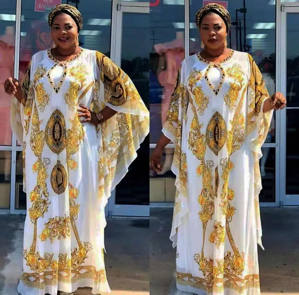 2019 explosion models large size loose printing V-neck hollow handmade beaded African women's dress A6
2019 explosion models large size loose printing V-neck hollow handmade beaded African women's dress A6