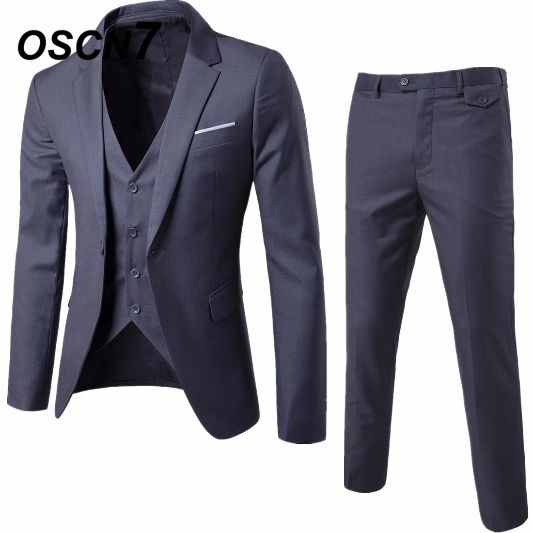OSCN7 Leisure Slim Fit 3 Piece Suits Men 2019 Groom Wedding Suits for Men Black Flip Pocket Three Piece Plain Suit Men XF001
OSCN7 Leisure Slim Fit 3 Piece Suits Men 2019 Groom Wedding Suits for Men Black Flip Pocket Three Piece Plain Suit Men XF001